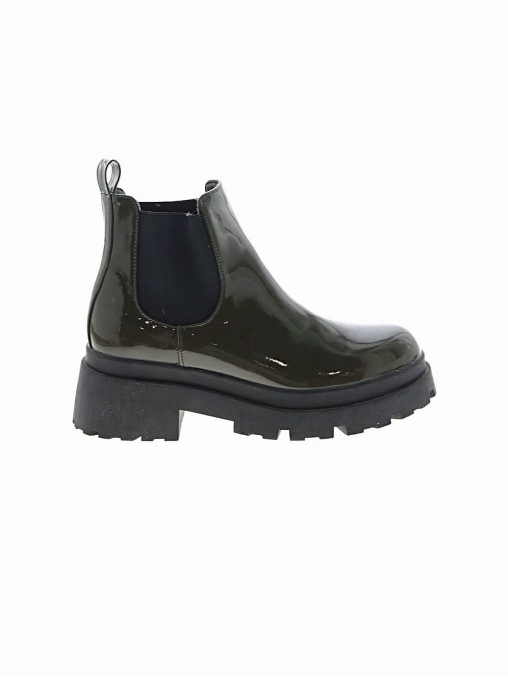Chelsea Lug Sole Boot - Olive Patent